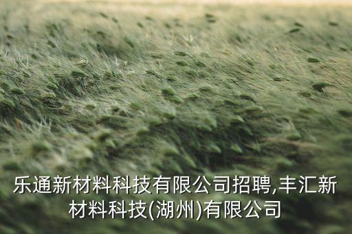 湖州樂(lè)通新材料科技有限公司招聘,豐匯新材料科技(湖州)有限公司