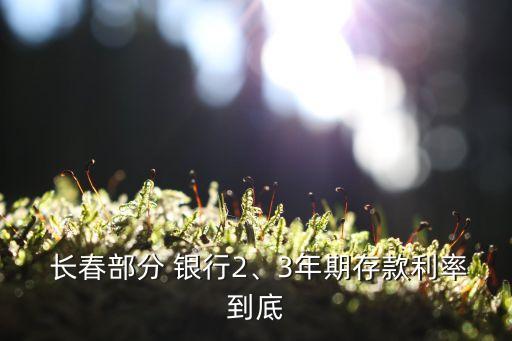  長(zhǎng)春部分 銀行2、3年期存款利率到底
