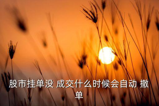 股市掛單沒(méi) 成交什么時(shí)候會(huì)自動(dòng) 撤單