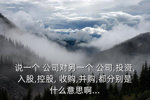 說一個(gè) 公司對(duì)另一個(gè) 公司,投資,入股,控股, 收購(gòu),并購(gòu),都分別是什么意思啊...