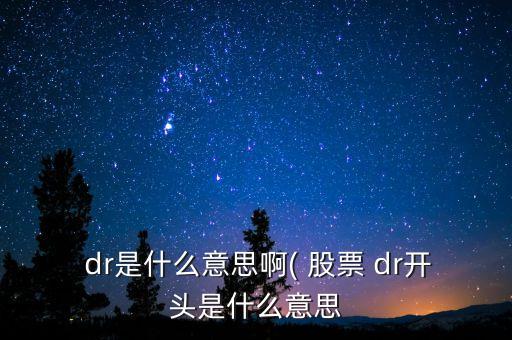 dr是什么意思啊( 股票 dr開(kāi)頭是什么意思