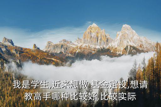我是學(xué)生,近來想做 基金定投,想請(qǐng)教高手哪種比較好,比較實(shí)際