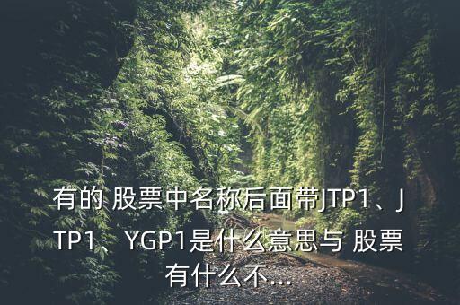 有的 股票中名稱后面帶JTP1、JTP1、YGP1是什么意思與 股票有什么不...
