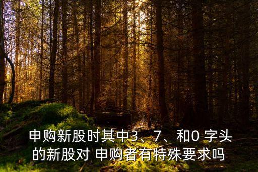  申購新股時其中3、7、和0 字頭的新股對 申購者有特殊要求嗎