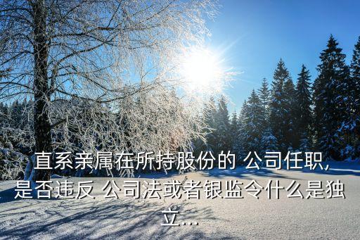  直系親屬在所持股份的 公司任職,是否違反 公司法或者銀監(jiān)令什么是獨立...