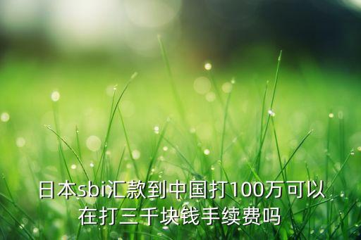 日本sbi匯款到中國打100萬可以在打三千塊錢手續(xù)費(fèi)嗎