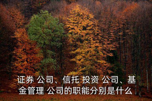  證券 公司、信托 投資 公司、基金管理 公司的職能分別是什么