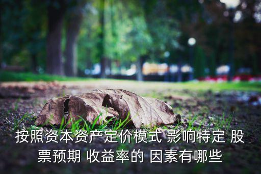 按照資本資產定價模式 影響特定 股票預期 收益率的 因素有哪些