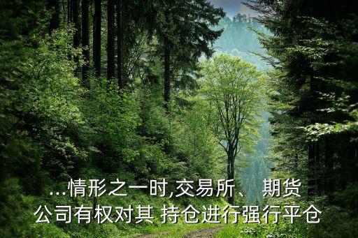 ...情形之一時,交易所、 期貨 公司有權(quán)對其 持倉進行強行平倉