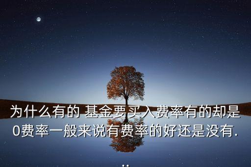 為什么有的 基金要買(mǎi)入費(fèi)率有的卻是0費(fèi)率一般來(lái)說(shuō)有費(fèi)率的好還是沒(méi)有...