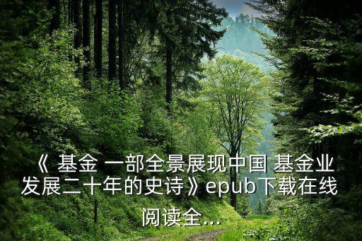 《 基金 一部全景展現(xiàn)中國(guó) 基金業(yè)發(fā)展二十年的史詩(shī)》epub下載在線(xiàn)閱讀全...
