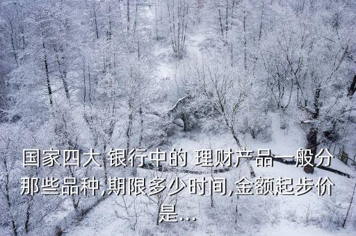 國家四大 銀行中的 理財(cái)產(chǎn)品一般分那些品種,期限多少時(shí)間,金額起步價(jià)是...