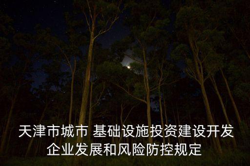  天津市城市 基礎設施投資建設開發(fā)企業(yè)發(fā)展和風險防控規(guī)定