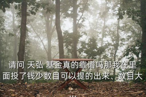 請問 天弘 基金真的靠譜嗎那我在里面投了錢少數(shù)目可以提的出來、數(shù)目大...