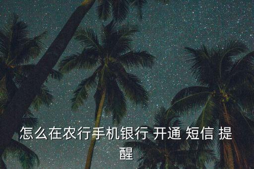 怎么在農行手機銀行 開通 短信 提醒