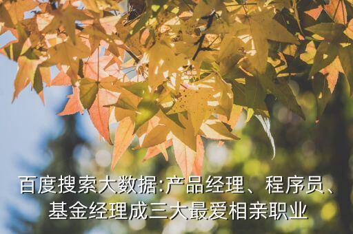 百度搜索大數(shù)據(jù):產(chǎn)品經(jīng)理、程序員、 基金經(jīng)理成三大最愛相親職業(yè)