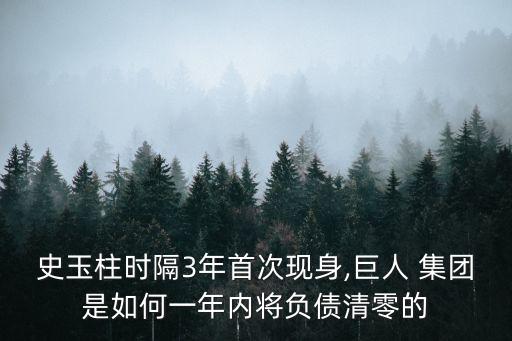史玉柱時隔3年首次現身,巨人 集團是如何一年內將負債清零的