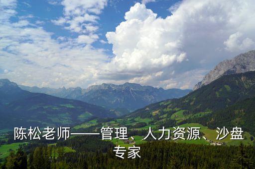  陳松老師——管理、人力資源、沙盤專家