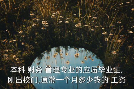 本科 財(cái)務(wù) 管理專業(yè)的應(yīng)屆畢業(yè)生,剛出校門,通常一個(gè)月多少錢的 工資